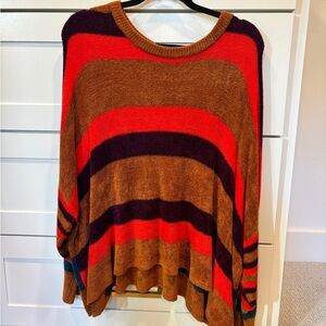 Free People Bold Striped Sweater - Red, Purple, Brown